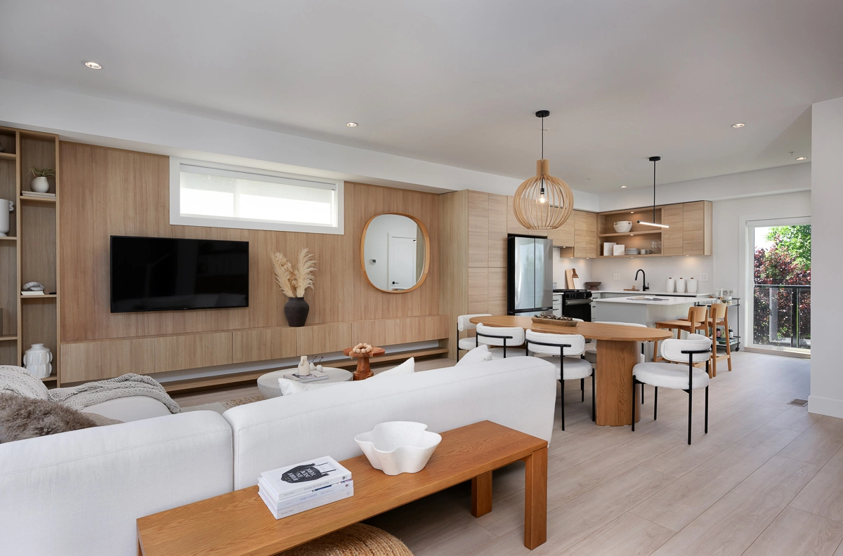 Plan A – living, dining and kitchen in one continuous space