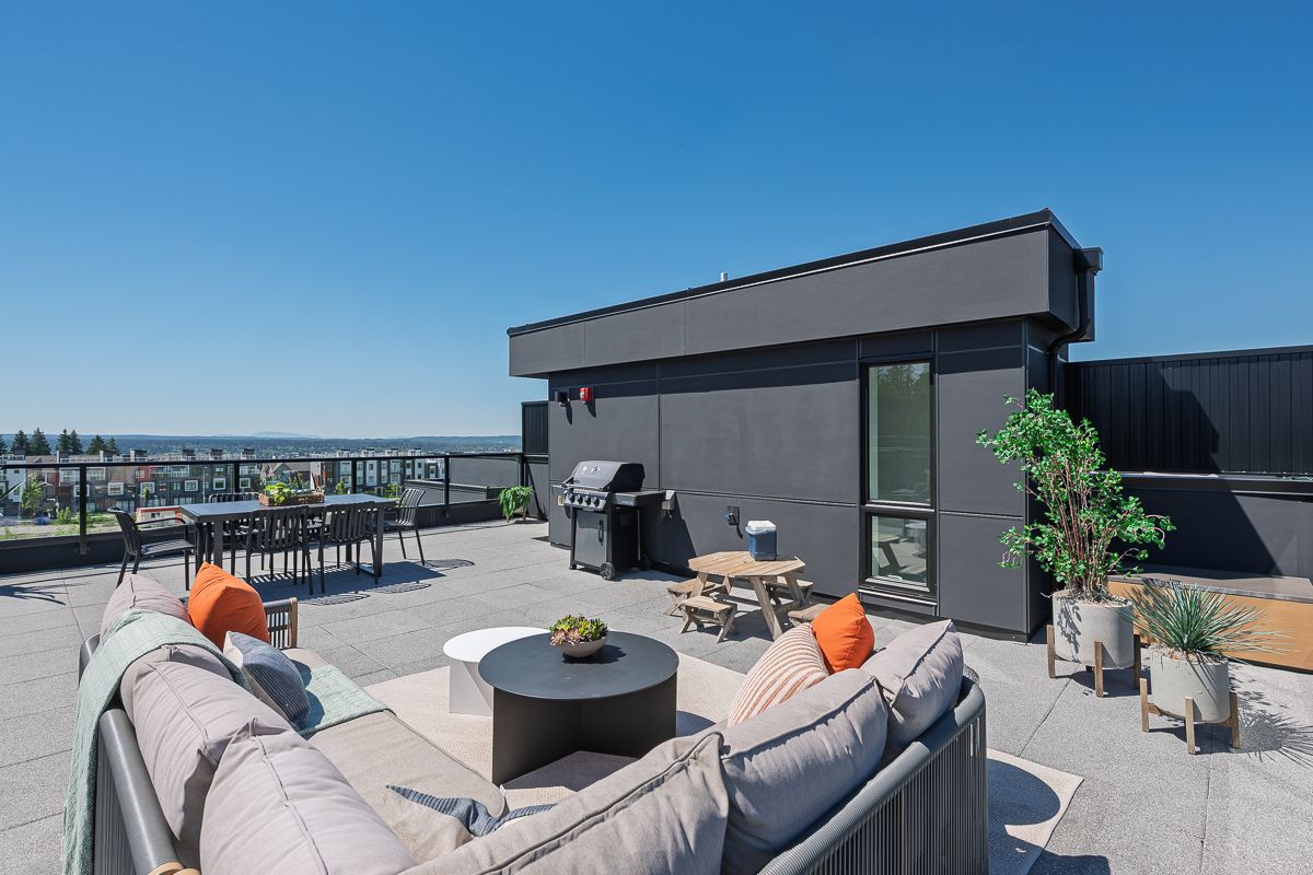 Private rooftop patio at Addition townhomes in Langley